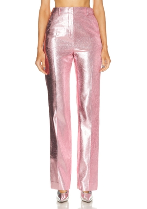 RABANNE Metallic Straight Pant in Pink - Pink. Size 40 (also in 34, 38).