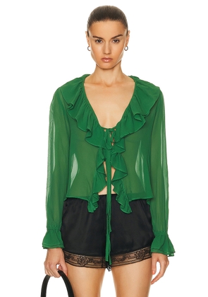 BODE Flounce Blouse in Green - Green. Size M (also in ).