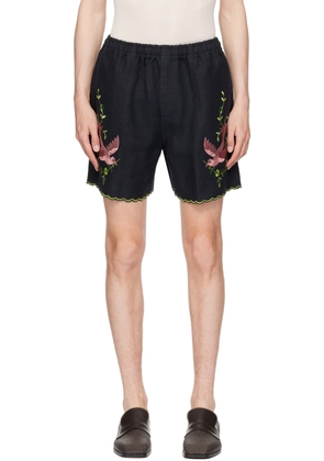 Bode Black Rosefinch Shorts
