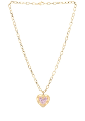 Siena Jewelry Heart Charm Necklace in 14k Yellow Gold  Diamond  & Pink Sapphire - Pink. Size all.