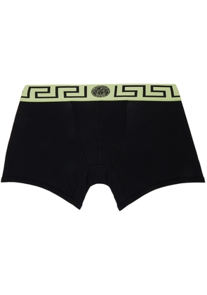 Versace Underwear Black & Green Greca Border Boxers