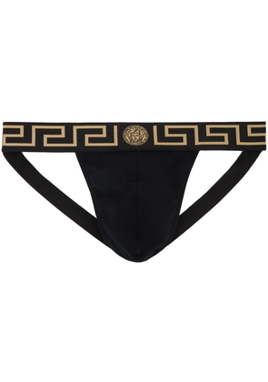 Versace Underwear Black Greca Border Jockstraps