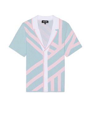 SER.O.YA Lei Shirt in Jacquard Blue & Pink - Blue. Size S (also in ).