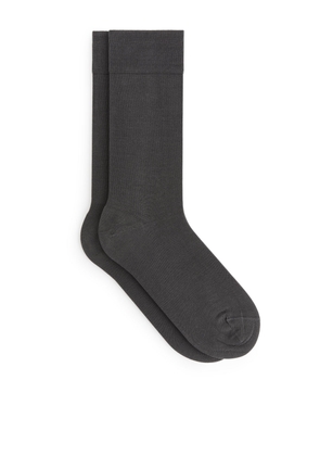 Mercerised Cotton Socks Plain - Grey