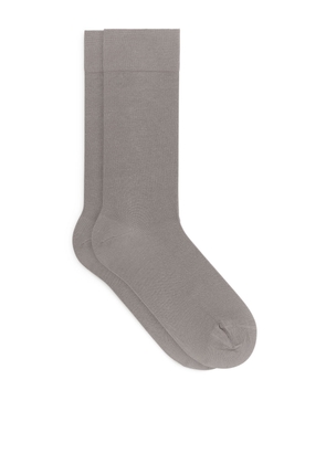 Mercerised Cotton Plain Socks - Grey