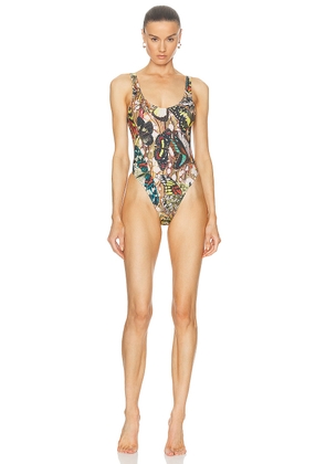 Jean Paul Gaultier Papillon One Piece Swimsuit in Yellow & Multicolor - Yellow. Size S (also in XL, XS).