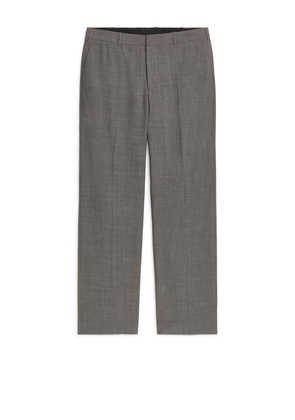 Straight Wool Trousers - Grey