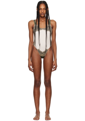 Jean Paul Gaultier Green & Off-White 'The Cartouche' Swimsuit