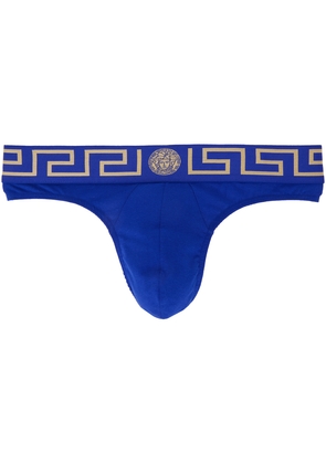 Versace Underwear Blue Greca Border Thong