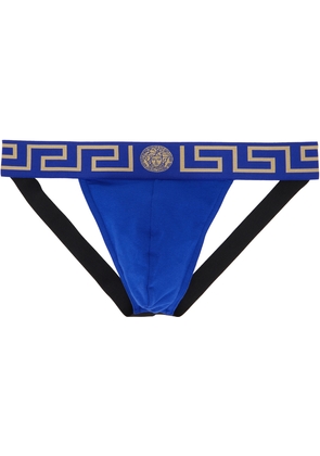 Versace Underwear Blue Greca Border Jockstrap