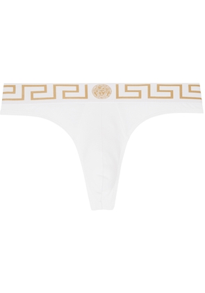 Versace Underwear White Greca Border Thong