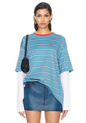Acne Studios Stripe Face Shirt in Sea Blue - Blue. Size L (also in M, S, XS).