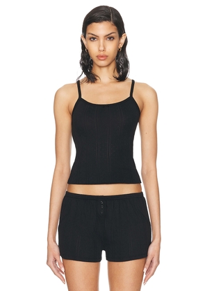Cou Cou Intimates The Regular Picot Tank Top in Black - Black. Size L (also in M, S, XL, XS).