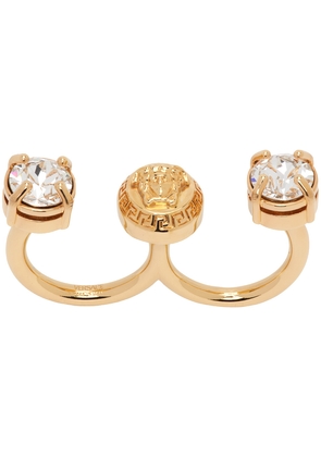 Versace Gold Crystal Medusa Round Cuff Ring