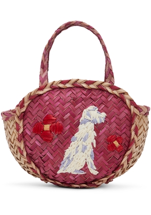 Bode Red Embroidered Picnic Micro Tote