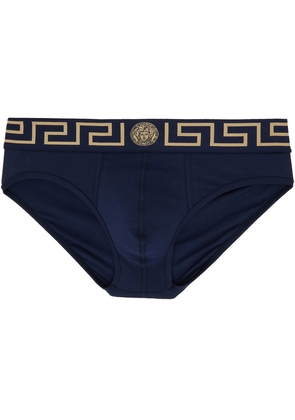 Versace Underwear Navy Greca Border Briefs