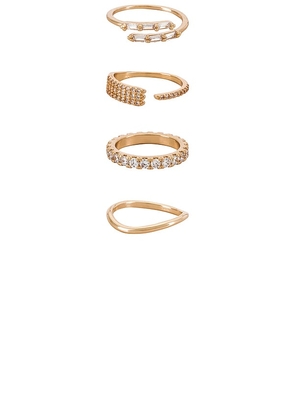 Ettika Crystal Embellished Ring Set in Metallic Gold. Size 6, 7, 8.