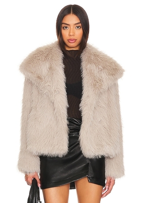ASTR the Label Lynx Faux Fur Coat in Taupe. Size M, S.