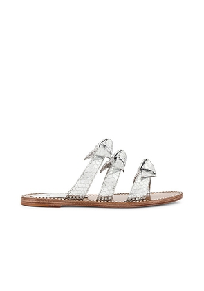 Alexandre Birman Lolita Flat Crystals Sandal in Metallic Silver. Size 40.