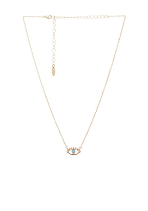 Ettika All Knowing Eye Crystal Necklace in Metallic Gold.