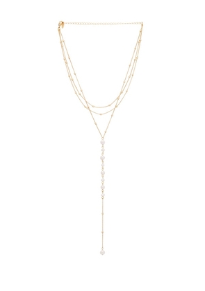 Ettika Pearl Dreams Layered Lariat Necklace in Metallic Gold.