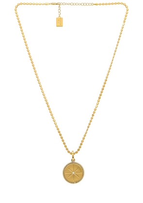 MIRANDA FRYE Paisley Chain With Reese Charm Necklace in Metallic Gold.
