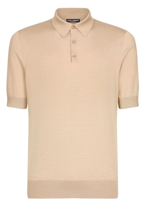 Dolce & Gabbana short-sleeve silk polo shirt - Neutrals