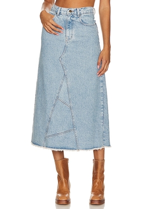 SPELL Eve Denim Skirt in Blue. Size XS, XXXL.