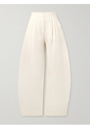 Cortana - Marlo Pleated Linen Straight-leg Pants - Ivory - FR36,FR38,FR40
