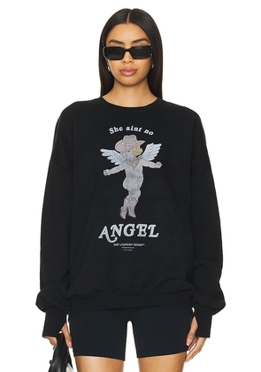 The Laundry Room Ain't No Angel Jumper in Black. Size M, S, XL, XS.