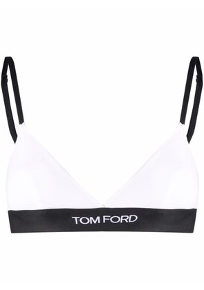 TOM FORD waistband-logo triangle bra - White