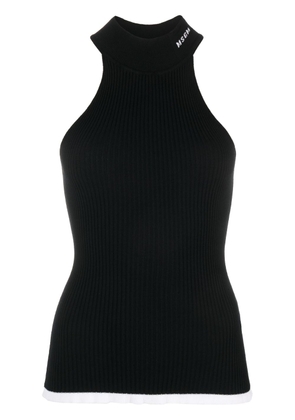 MSGM intarsia-knit logo halterneck top - Black