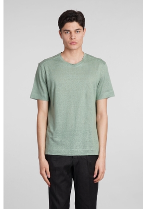 Zegna T-Shirt In Green Linen