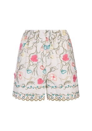 Elie Saab Cotton Embroidered Garden Shorts