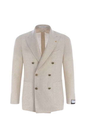 Double-Breasted Jacket Tagliatore Made Of Virgin Wool And Linen Blend