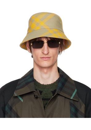 Burberry Yellow & Gray Check Bucket Hat