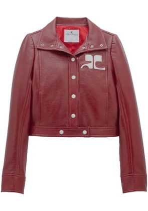 Courrèges logo-patch cropped jacket - Red