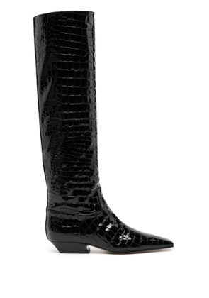 KHAITE The Marfa crocodile-effect leather boots - Black