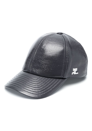 Courrèges logo-embroidered glossy-finish cap - Grey