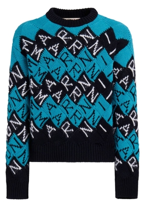Marni logo intarsia-knit jumper - Blue