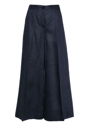 Talbot Runhof wide-leg linen trousers - Blue