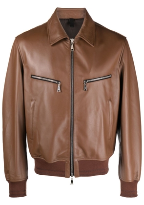 Tagliatore long-sleeve leather jacket - Brown