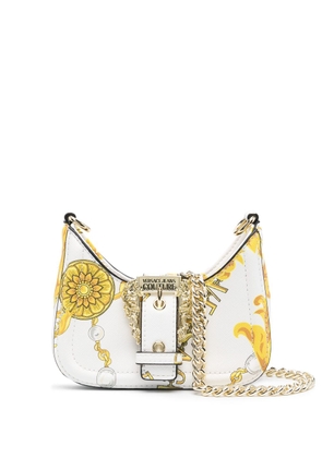 Versace Jeans Couture baroque-print logo-buckle shoulder bag - White