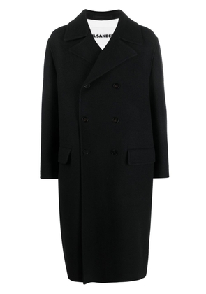 Jil Sander double-breasted virgin wool coat - Black