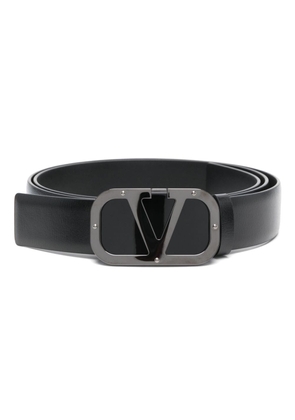 Valentino Garavani VLogo-plaque leather belt - Black