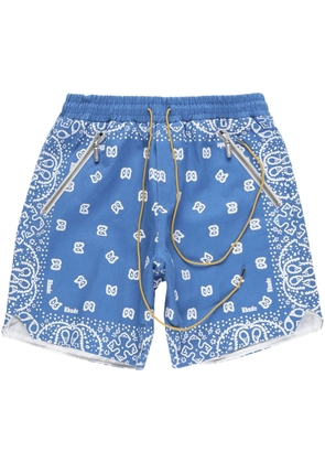 RHUDE paisley-print deck shorts - Blue