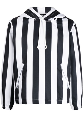 Black Comme Des Garçons striped long-sleeved hoodie - White