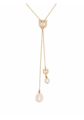 Ferragamo Gancini crystal pearl necklace - Gold