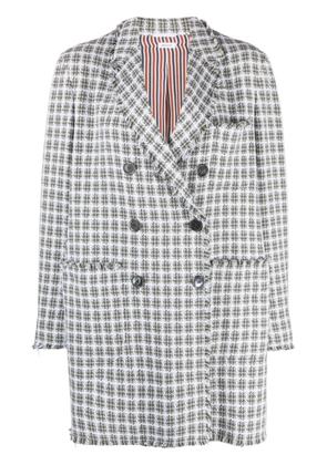 Thom Browne check-pattern oversize coat - Grey