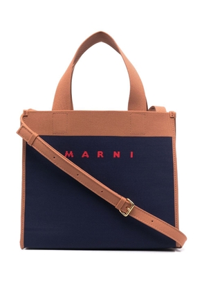 Marni logo print panelled tote bag - Blue